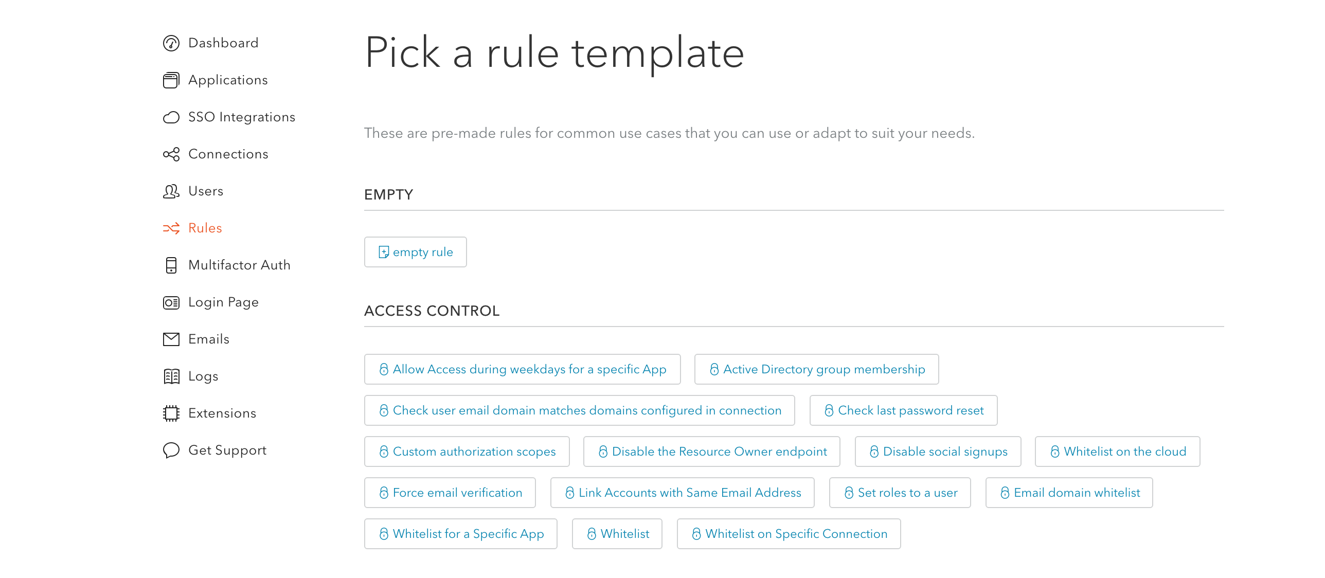 Auth0 provides lots of rule templates for you