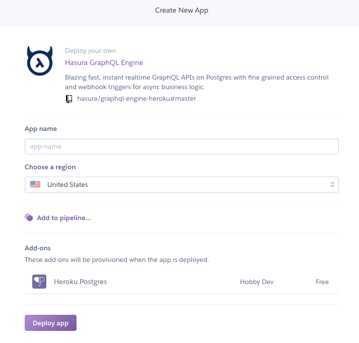 Deploying the Hasura app to Heroku