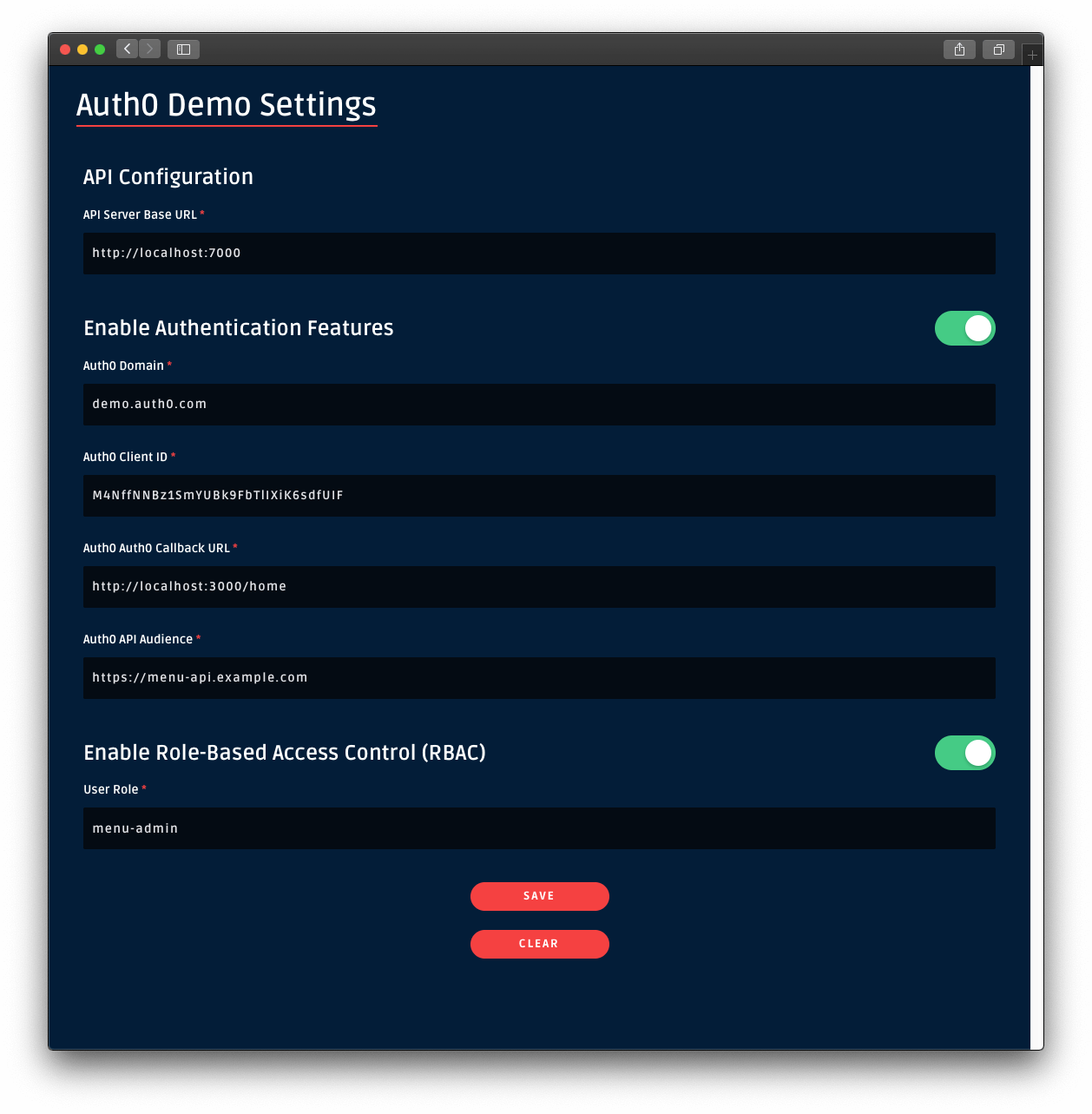 Adding a user role in the demo settings