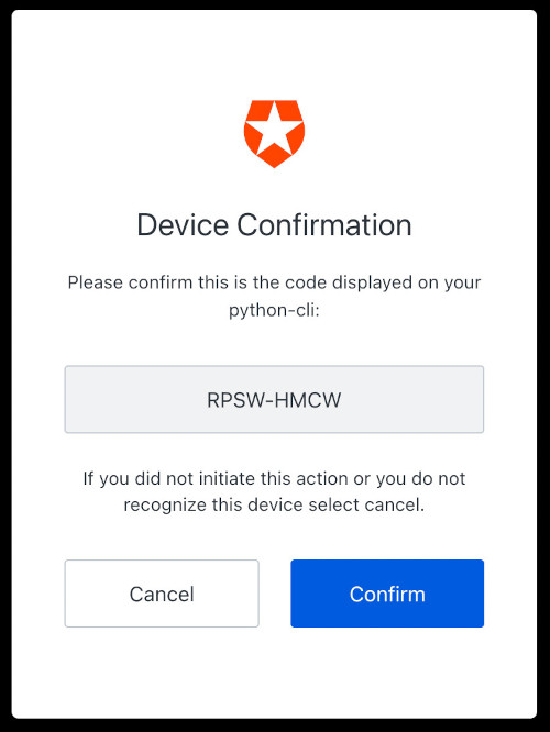 Auth0 Universal Login Device Confirmation screen
