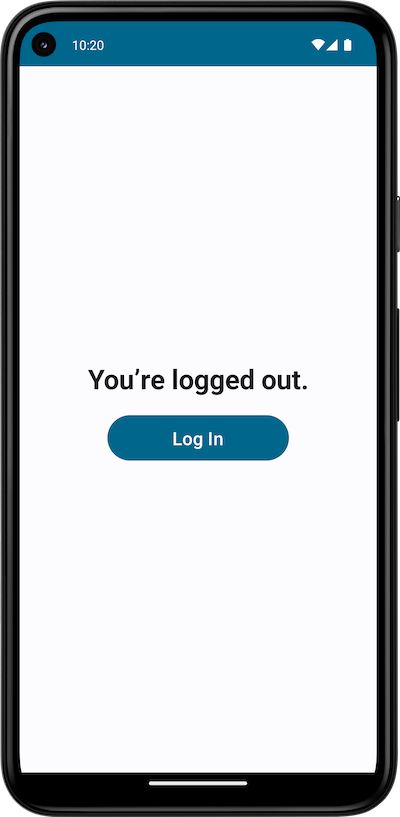 The app displays the message “You’re logged out.” and the “Log in” button.