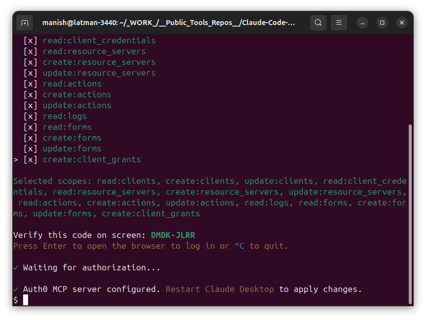 Auth0 MCP Installation