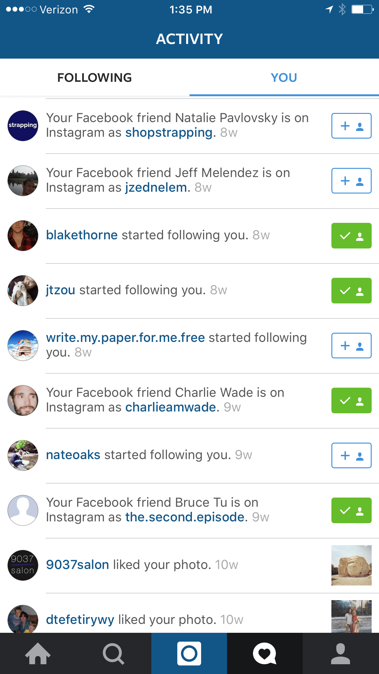 Instagram Notifications based on Social Profiles