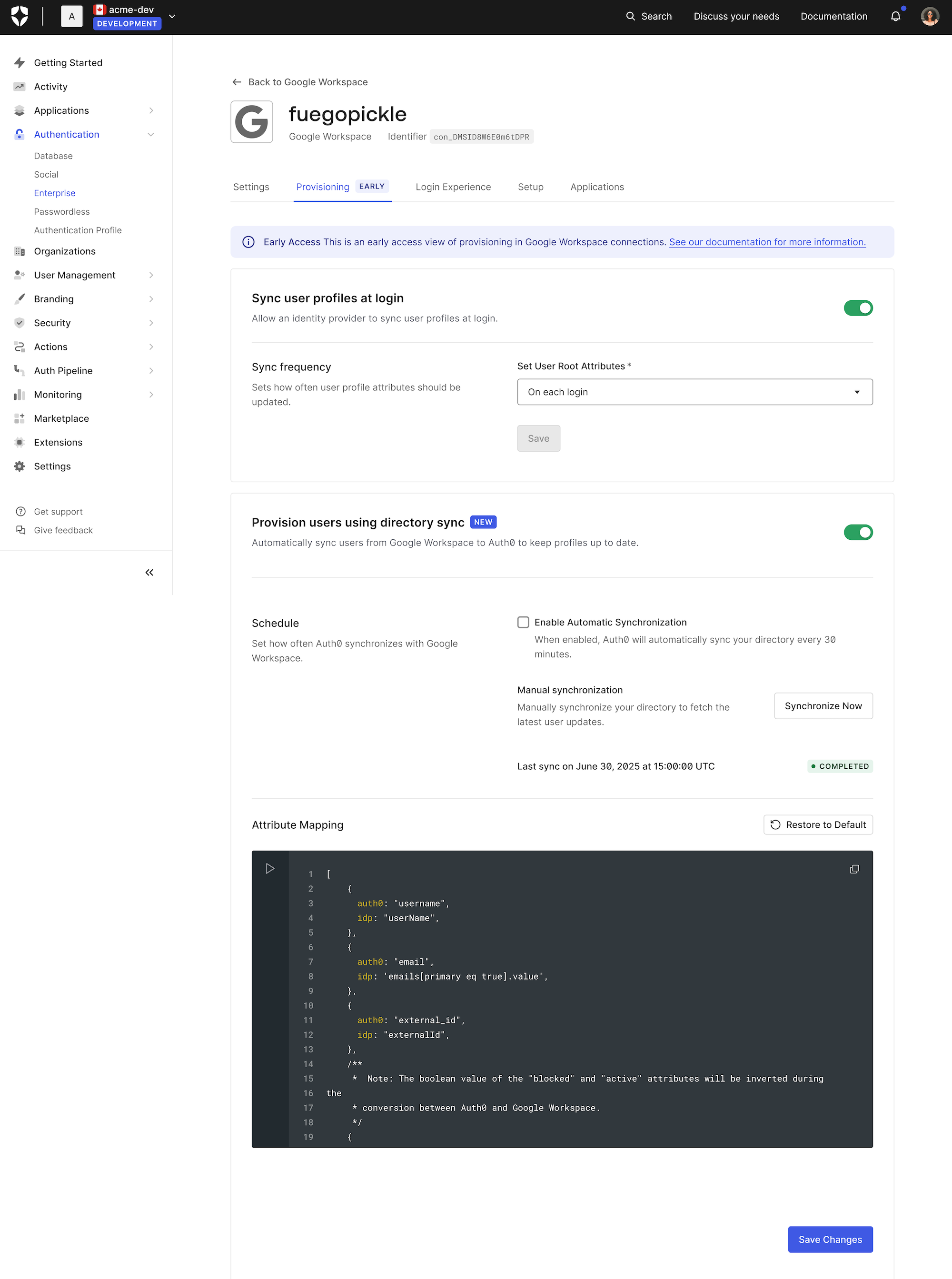 Directory Provisioning for Google Workspace
