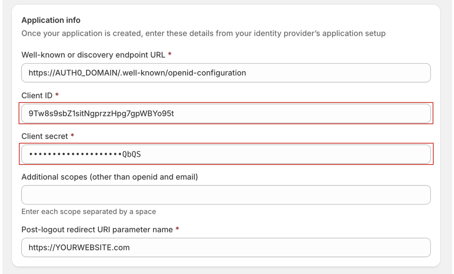 Paste Client ID and Client Secret