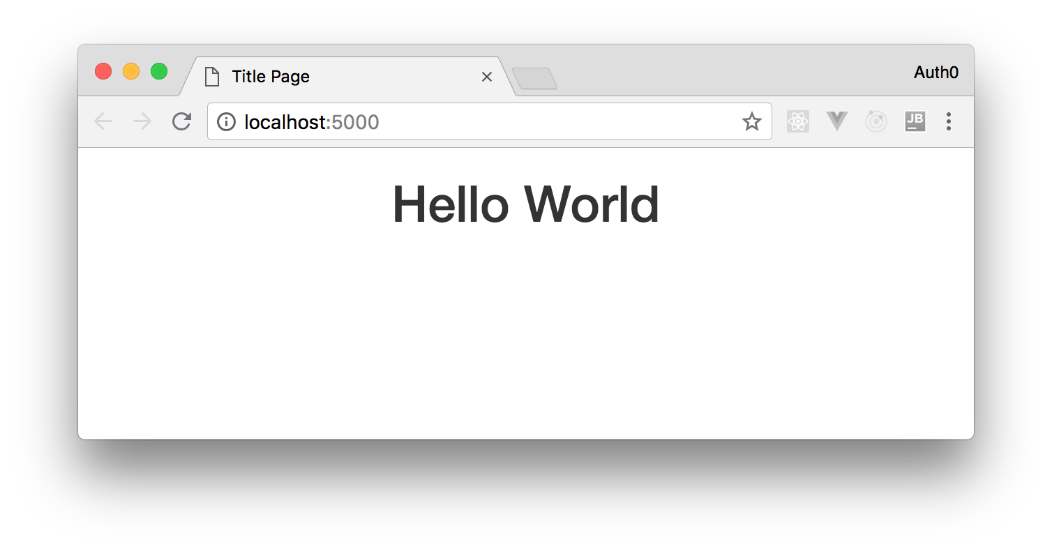 Node.js web app localhost "hello world" starting page