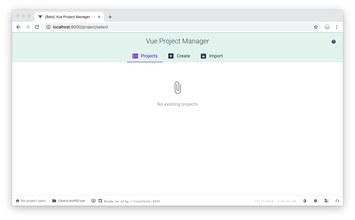 Vue Project Manager view from vue-ui
