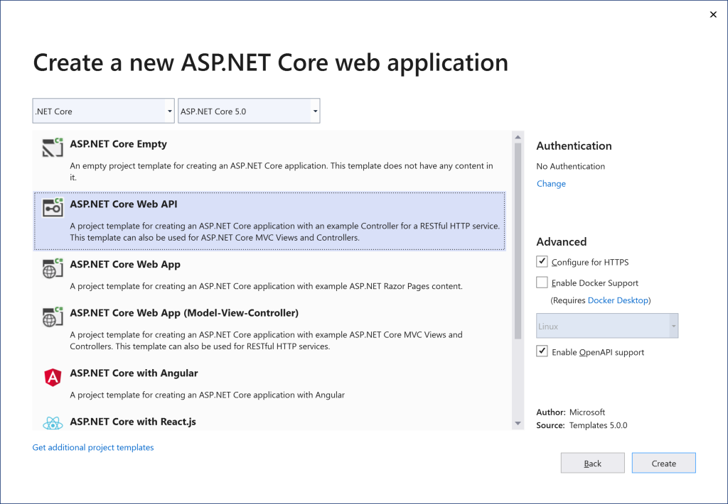 ASP.NET template in Visual Studio