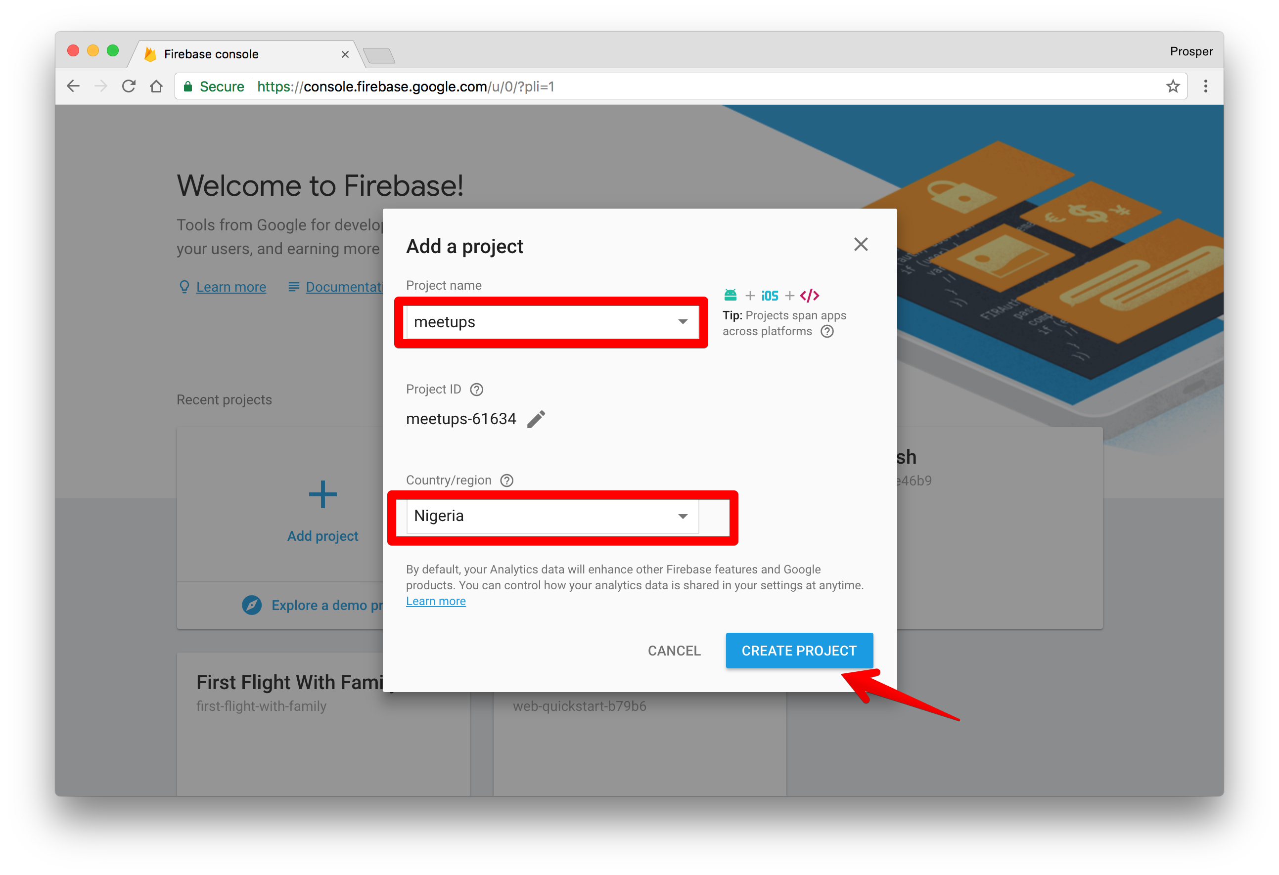 Create Firebase Project