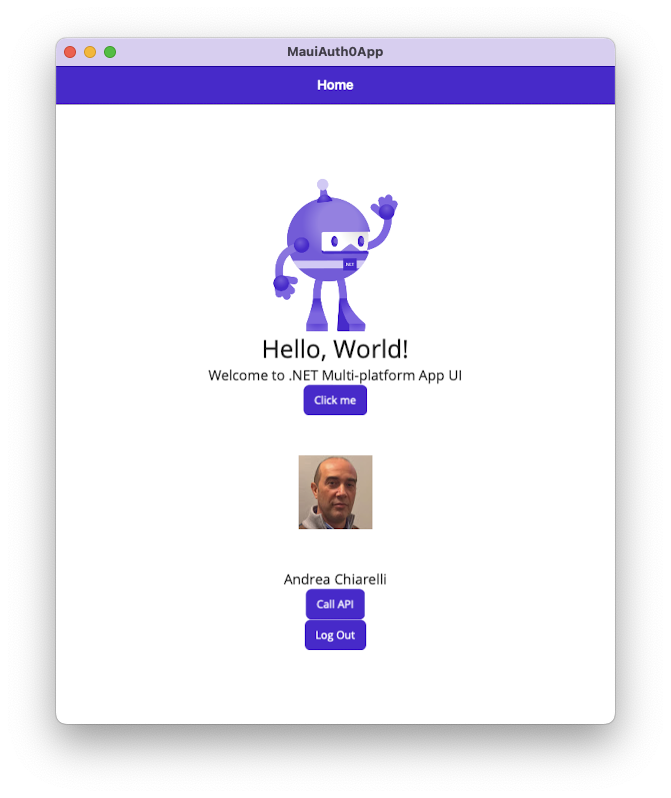 .NET MAUI app with authenticated user