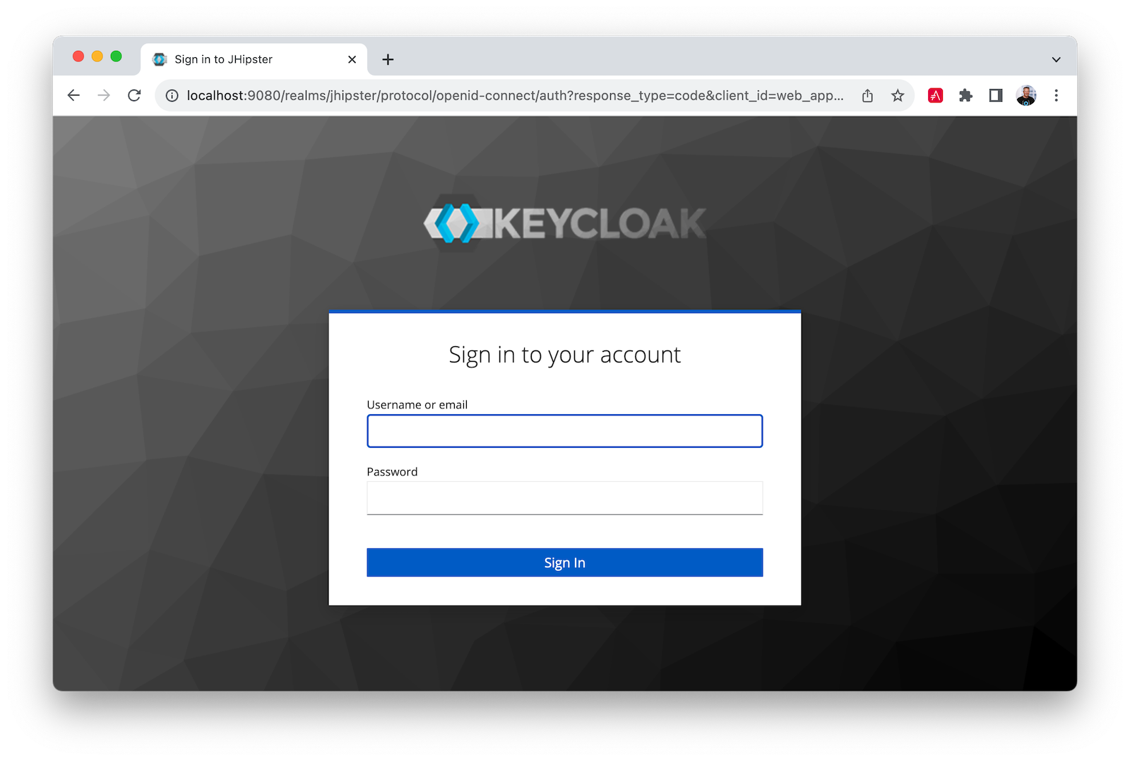 Keycloack login page