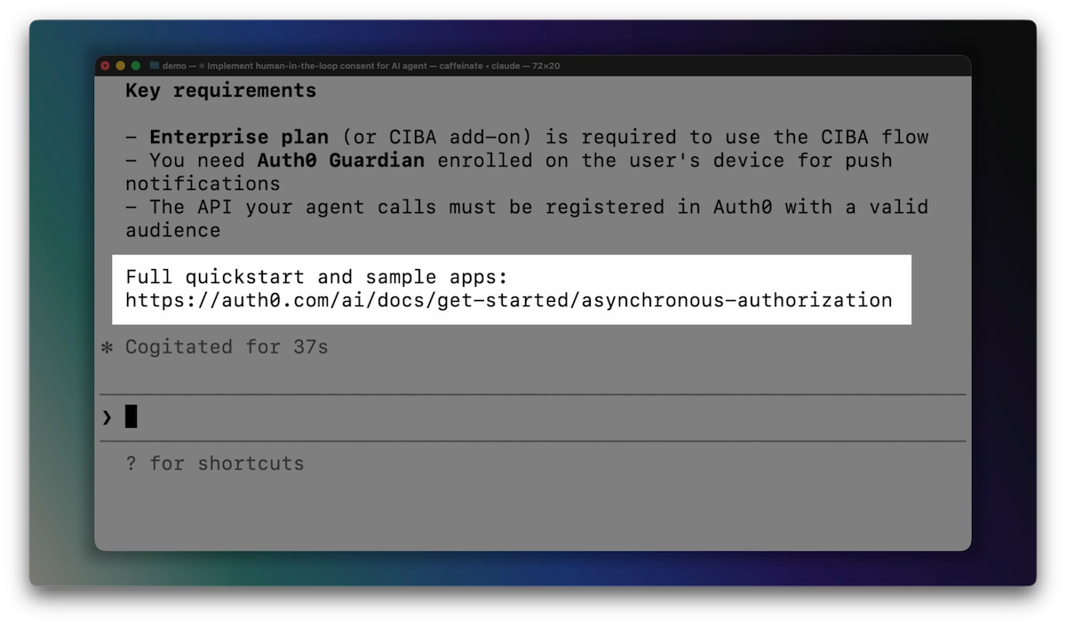 Claude Code searches the AI Agents documentation and returns an explanation