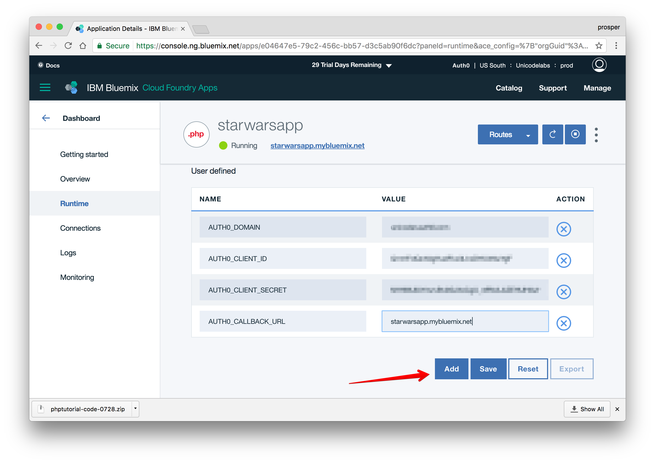 Add environment variables