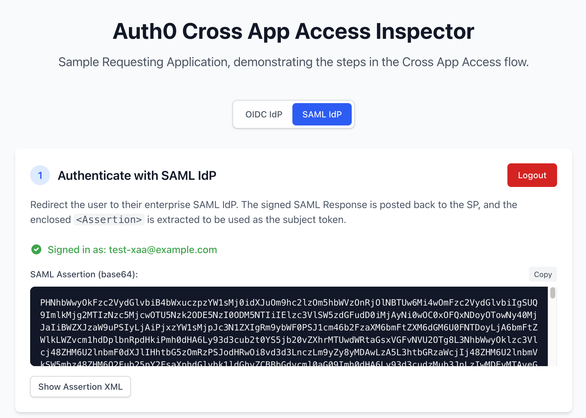 XAA Inspector extracts signed assertion from SAML Response