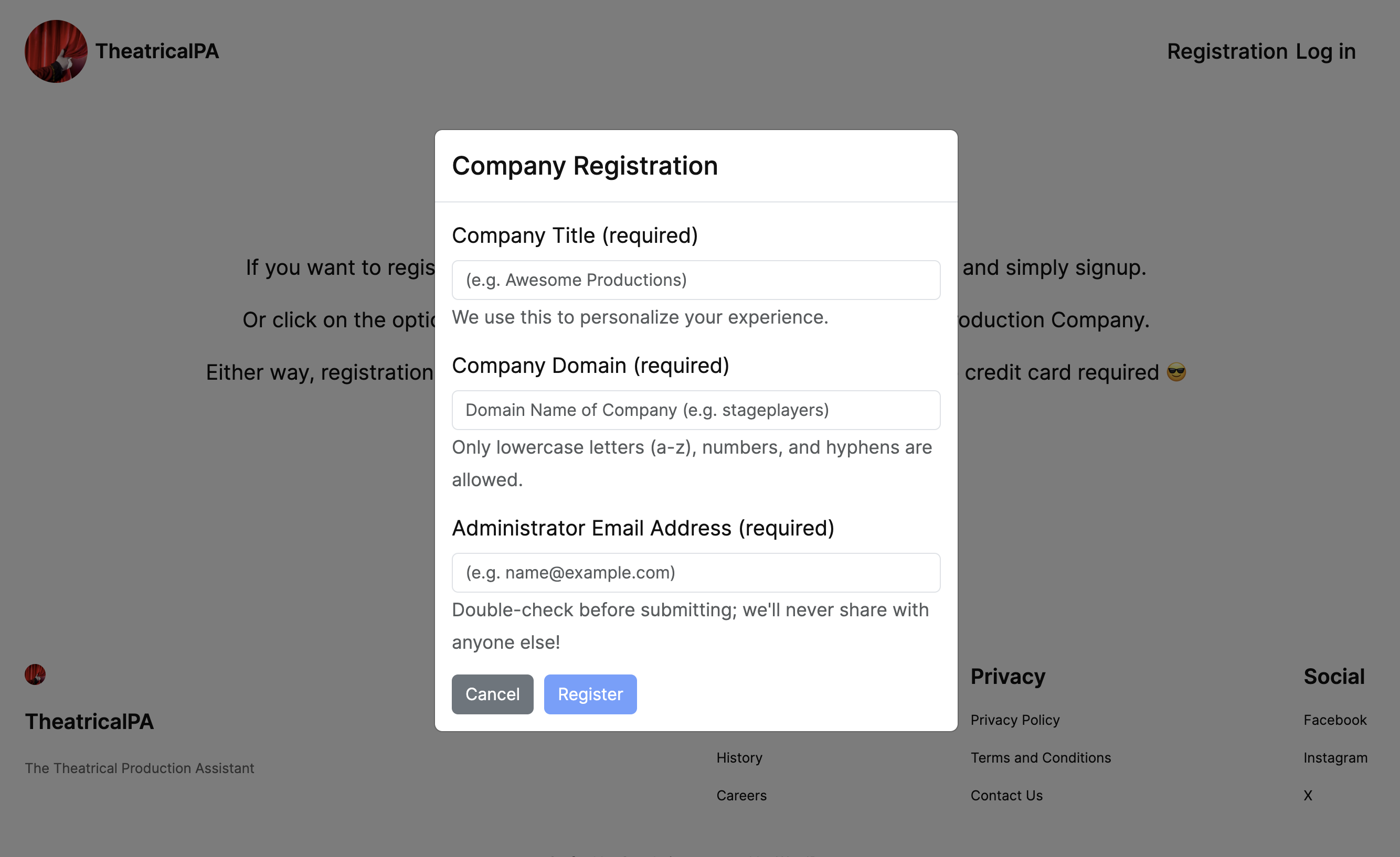 B2B Subscription Registration