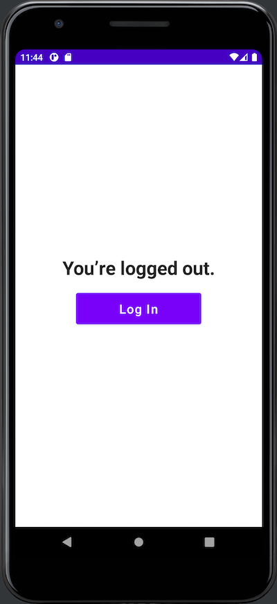The app after the user logs out, with a title that reads “You’re logged out.” and a “Log In” button.