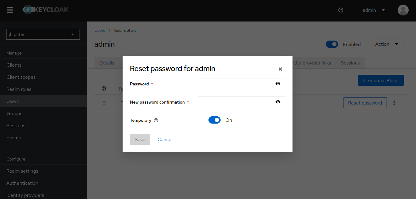 Reset password form