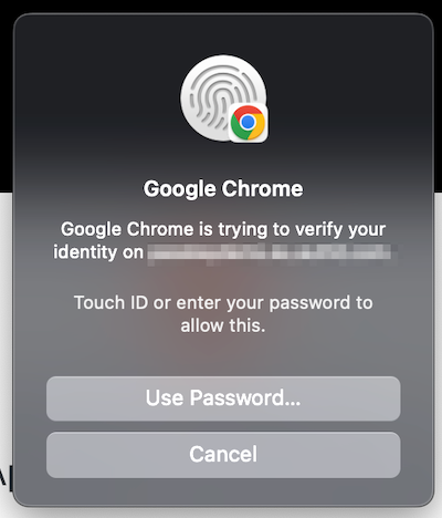 “Google Chrome is trying to verify your identity” pop-up