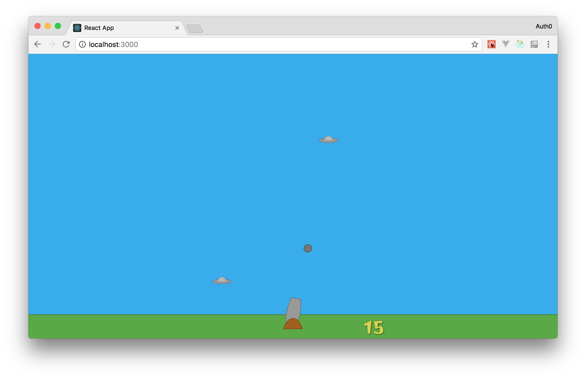 Enabling players to shoot cannon balls in a game created with React, Redux, and SVGs.