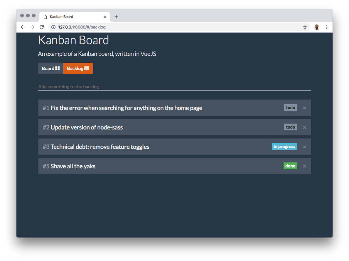Kanban board with front-end and UI restyled