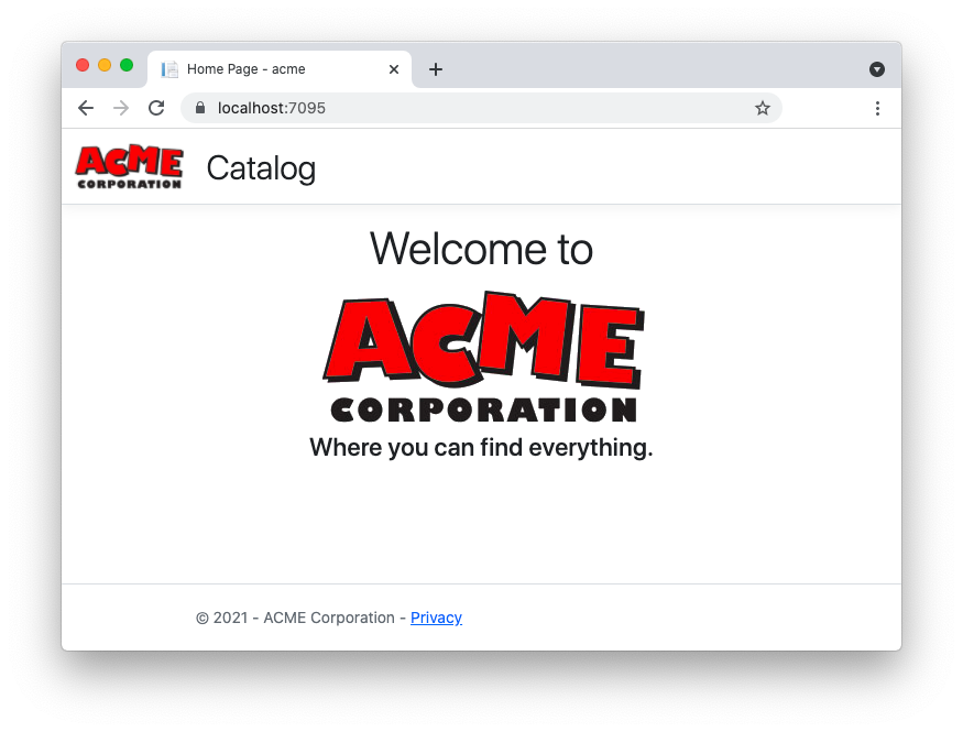 ACME website home page