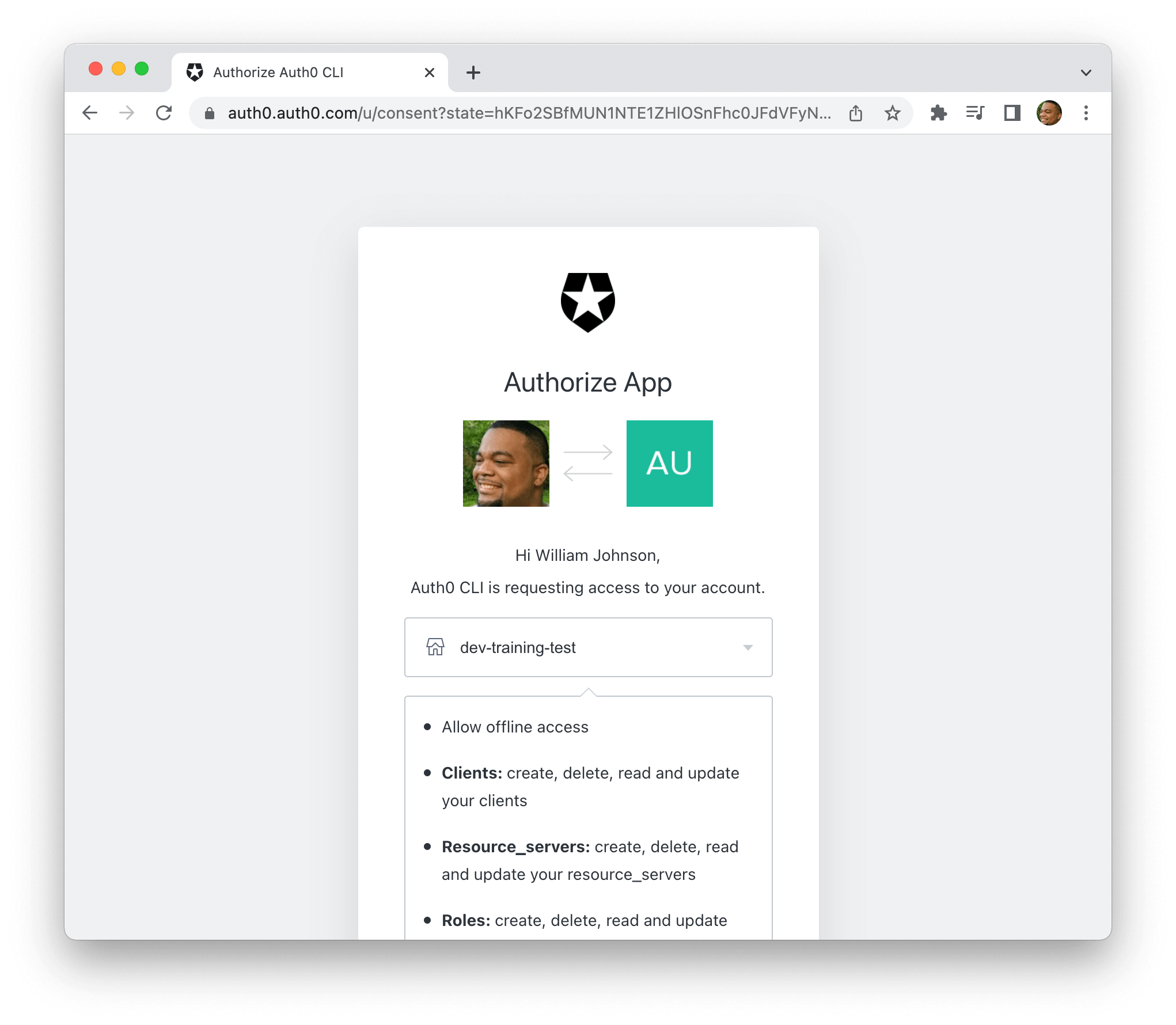 Auth0 Authorize App Page