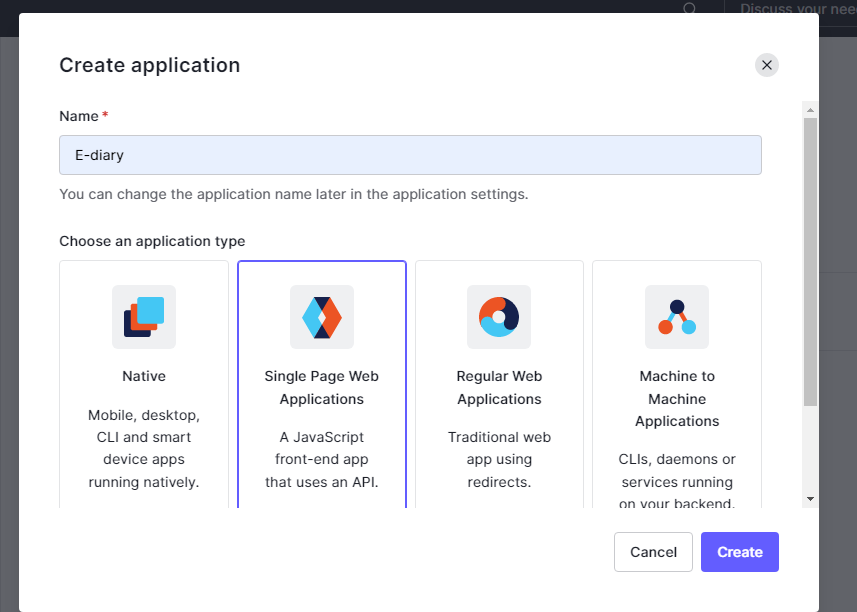 Specifying application type and name