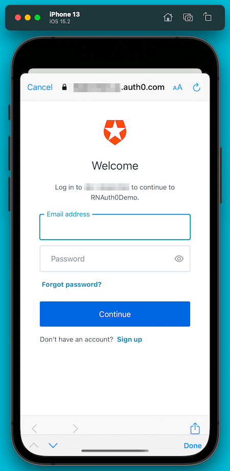 Auth0’s default Universal Login screen.