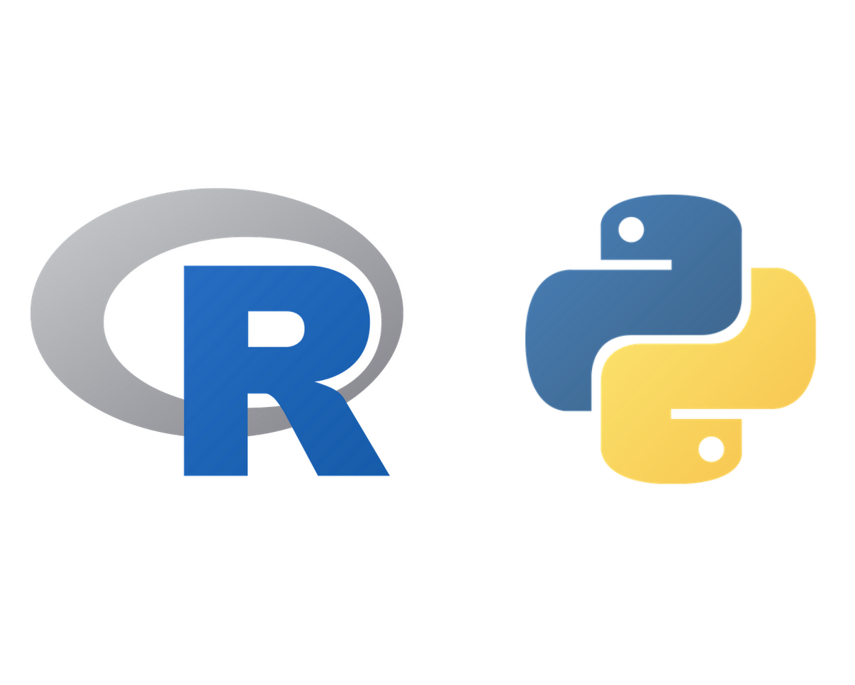 R and Python logos