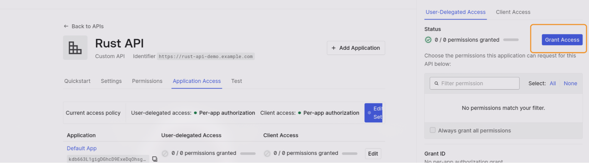 Auth0 Dashboard Create API Screen
