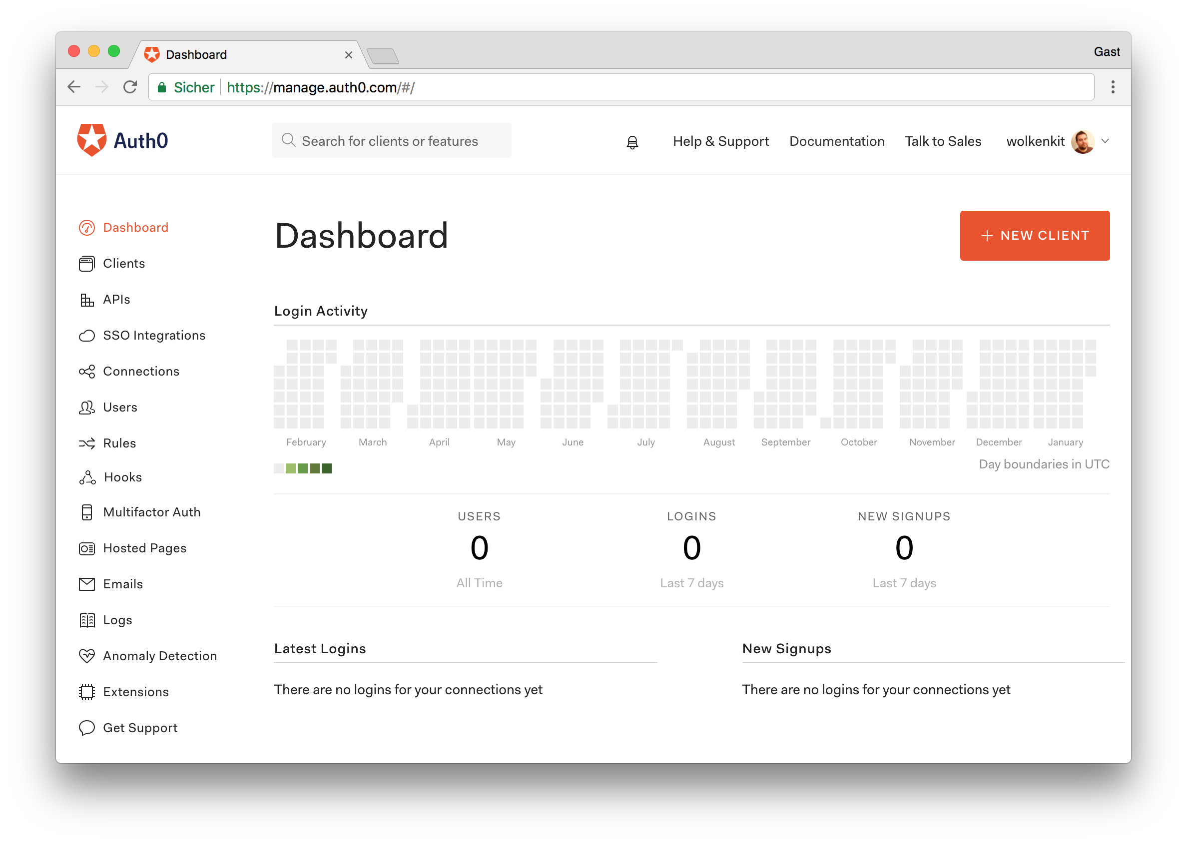 Use the Auth0 dashboard to create a new application