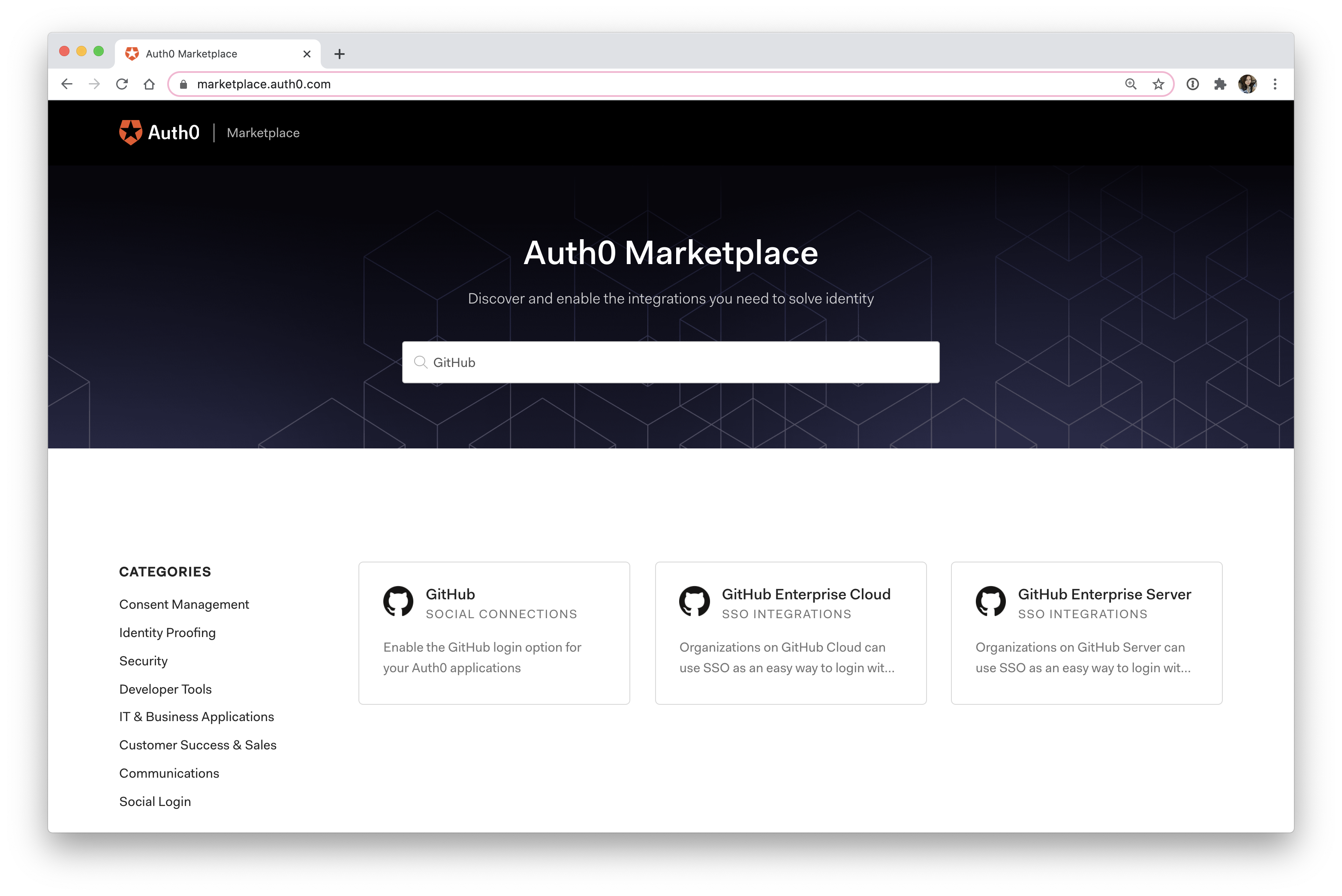 Auth0 Marketplace GitHub integrations