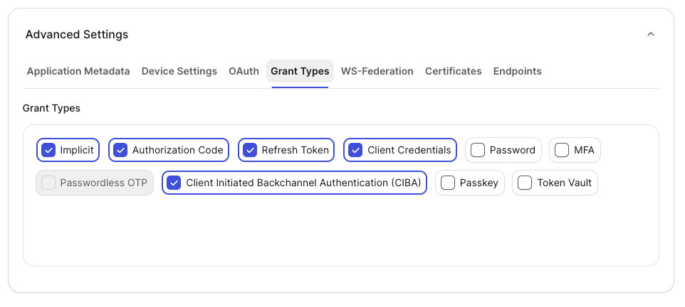 Enable CIBA in the Auth0 dashboard