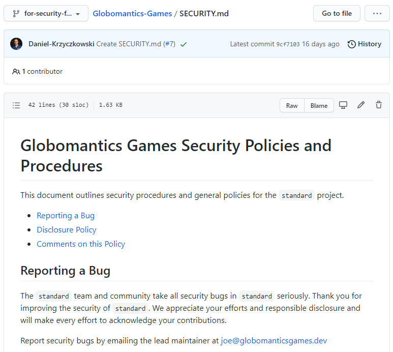 GitHub security policy