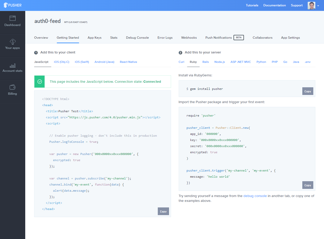 Getting Started with Pusher