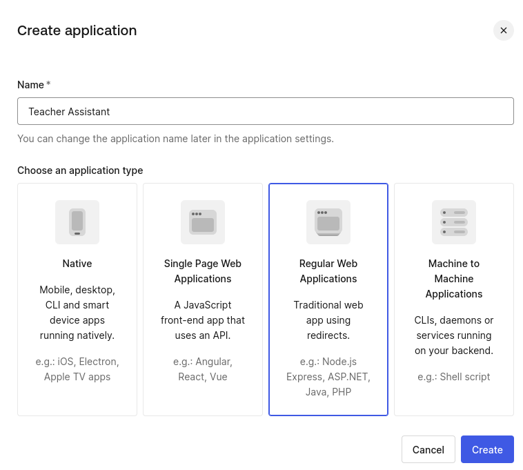 Create a new application