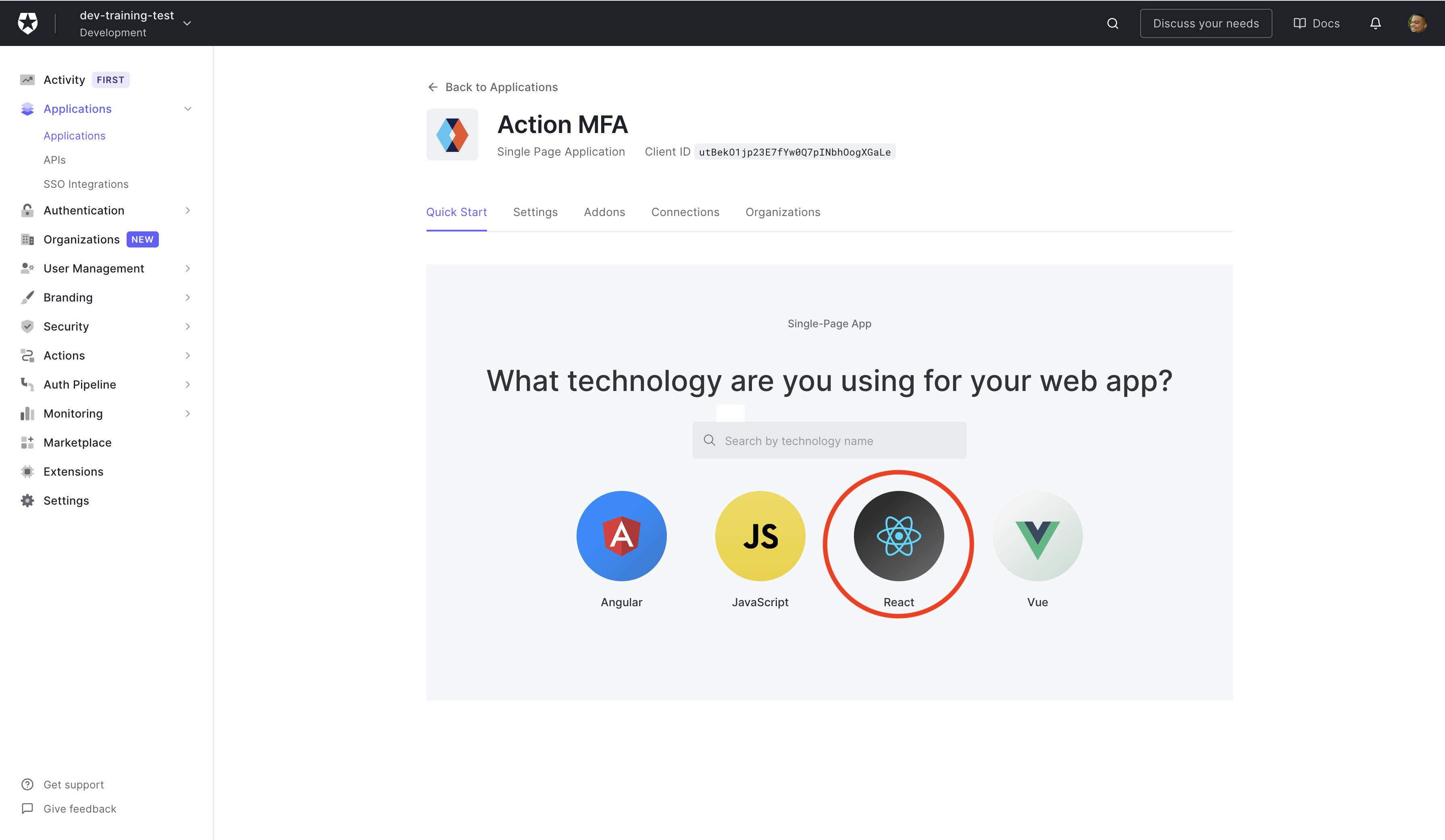 Auth0 Technology Selection Page