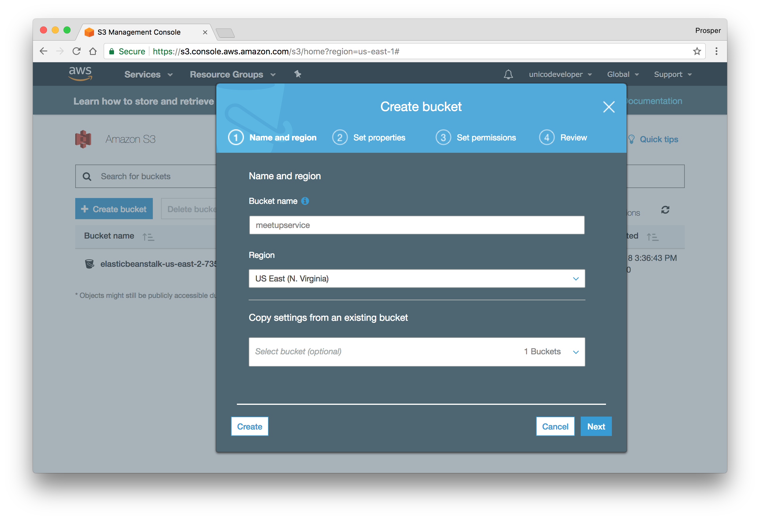 Create an S3 bucket