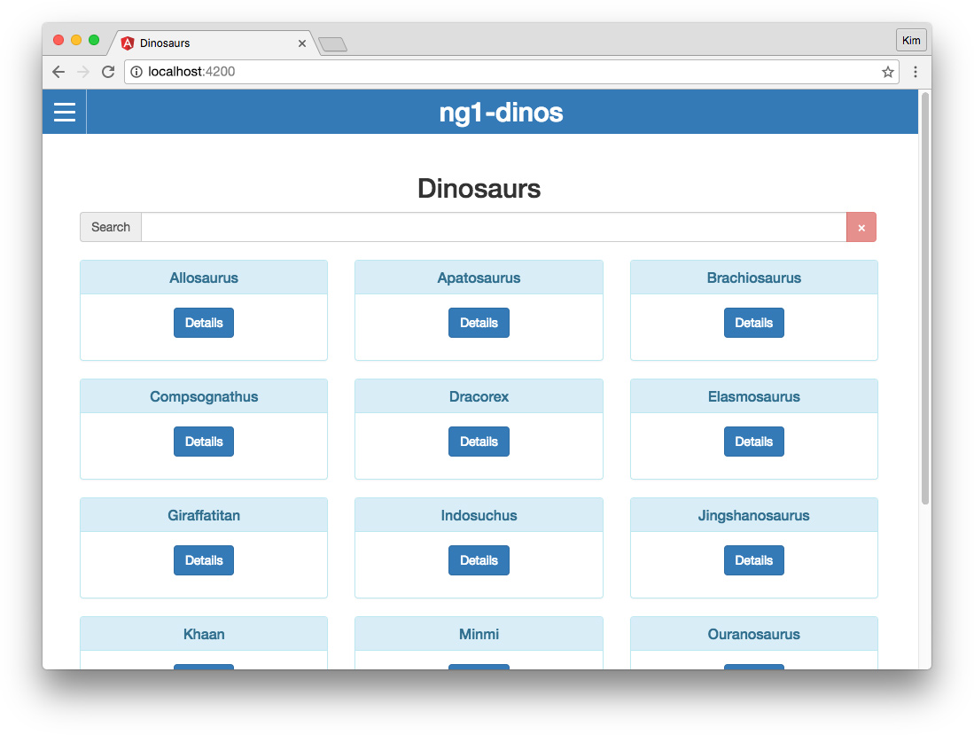 Migrating Angular 1 app to Angular 2: Angular 1 app screenshot