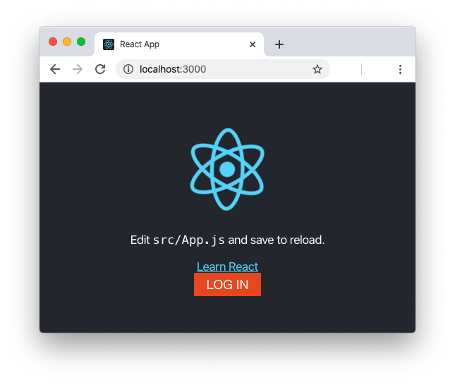 React app with the Auth0 login button