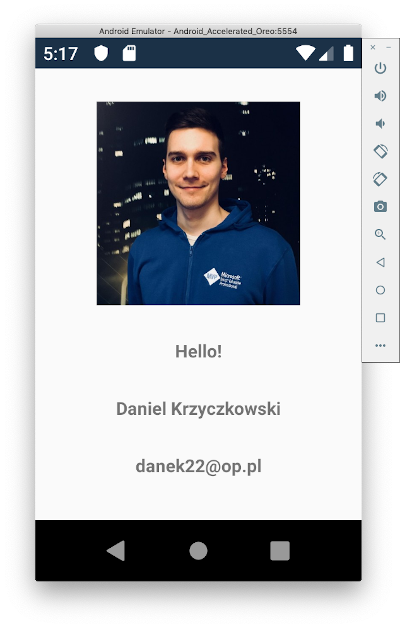 User profile screen on Android