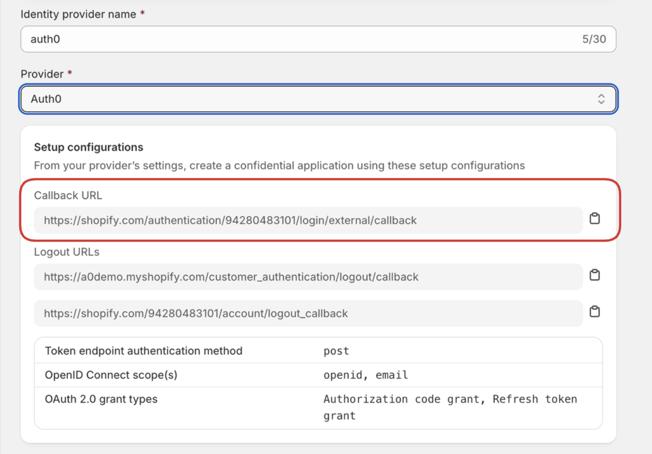 Copy Callback URL