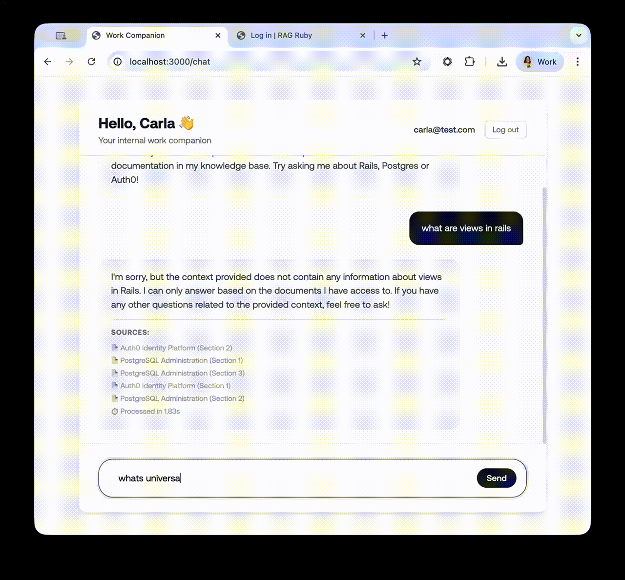 User asking questions about topics it does have access to