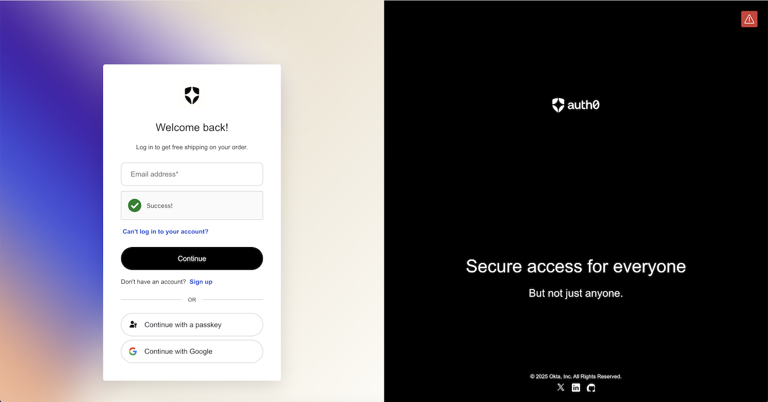 Login page