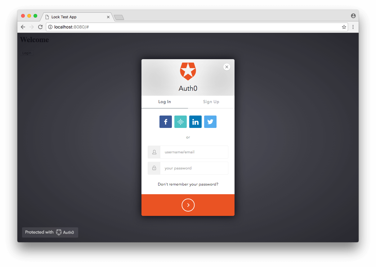 Auth0's social login