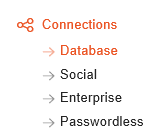 Auth0's Dashboard Connections menu