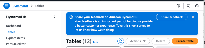 AWS: Create a DynamoDB table