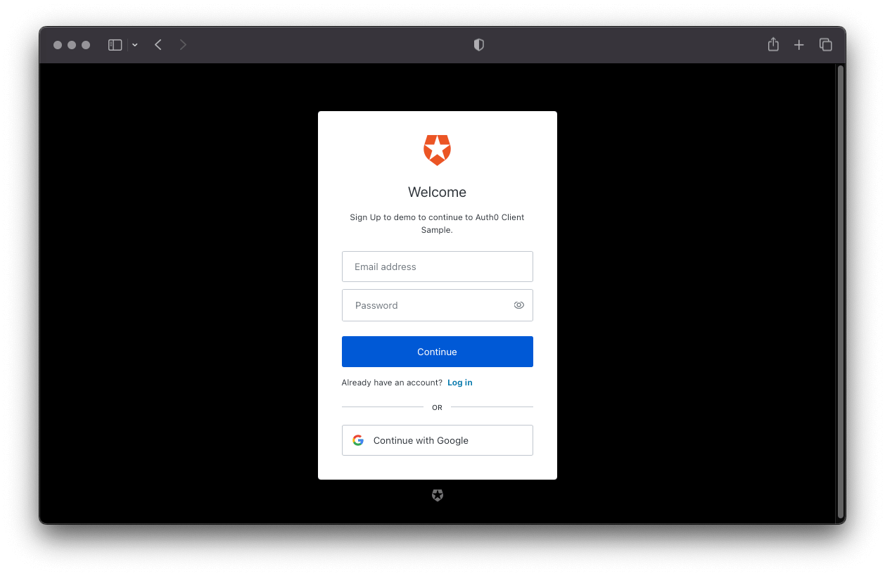 Nova página de inscrição na Experiência de Login Universal Auth0