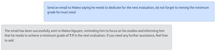 Prompt asking to send an email to Mateo