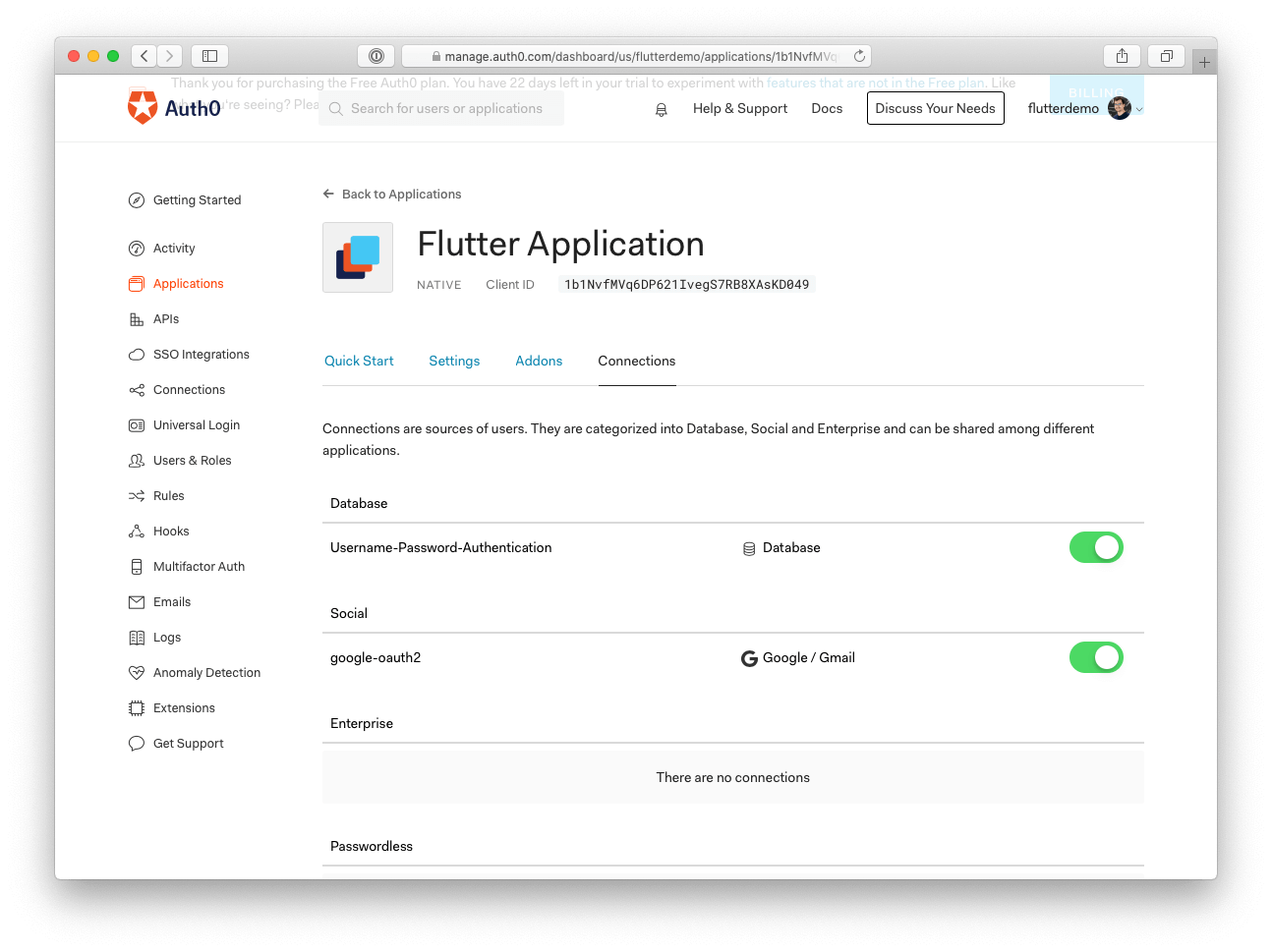 Auth0 connections for Flutter apps